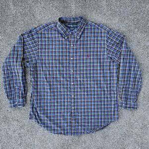 Ralph Lauren Classic Fit Big Pony Long Sleeve Plaid Button Down Shirt Blue XL